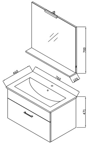Комплект мебели для ванной Kolpa-San Pixor 76 II WH